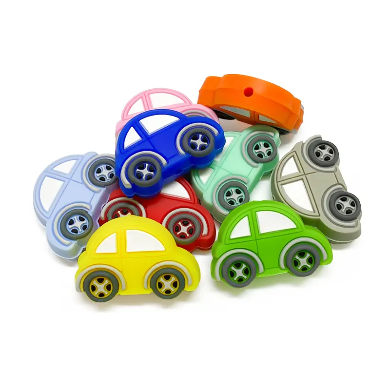 10pcs Mini Automobile Silicone Beads Baby DIY Dummy Cartoon Nipple Chain Toy Accessories