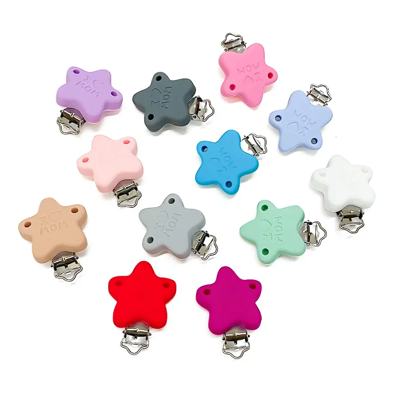 3pcs Silicone Star Pacifier Clip Pacifier Chain Holder Soother Nursing Clips BPA Free Pacifier Chain Accessories