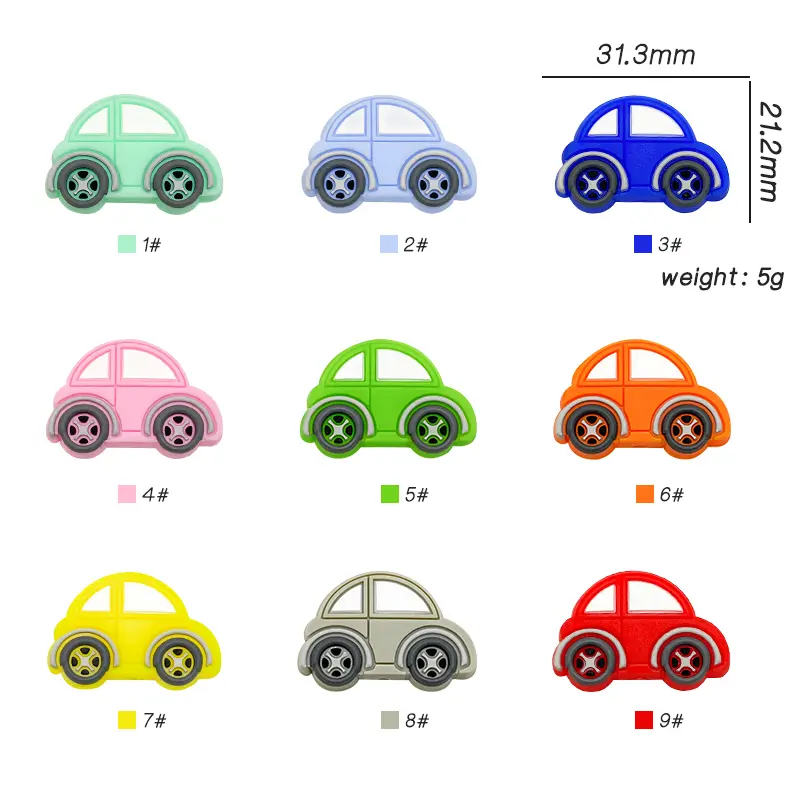 10pcs Mini Automobile Silicone Beads Baby DIY Dummy Cartoon Nipple Chain Toy Accessories