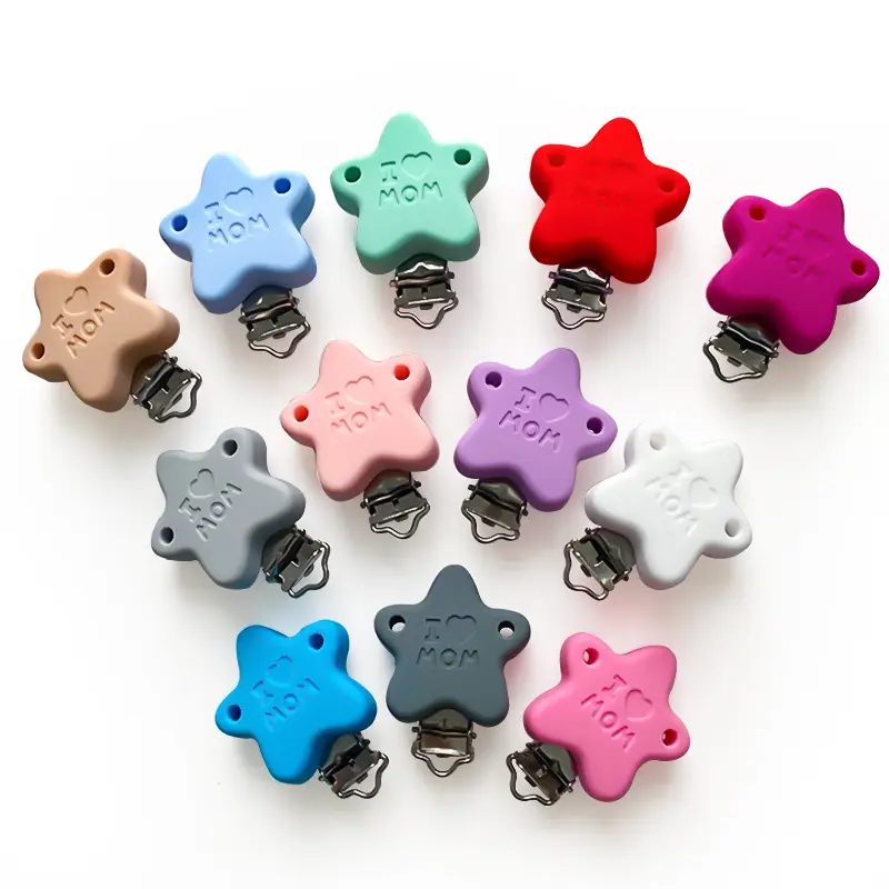 3pcs Silicone Star Pacifier Clip Pacifier Chain Holder Soother Nursing Clips BPA Free Pacifier Chain Accessories