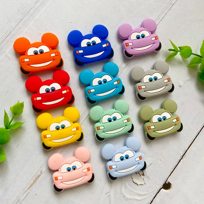 10pcs Silicone Baby Beads Ears Car Beads Teeth Baby Toys DIY Pacifier Chain Necklace Accessories