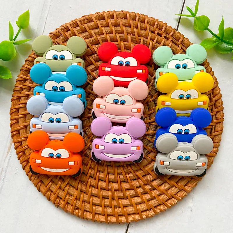 10pcs Silicone Baby Beads Ears Car Beads Teeth Baby Toys DIY Pacifier Chain Necklace Accessories
