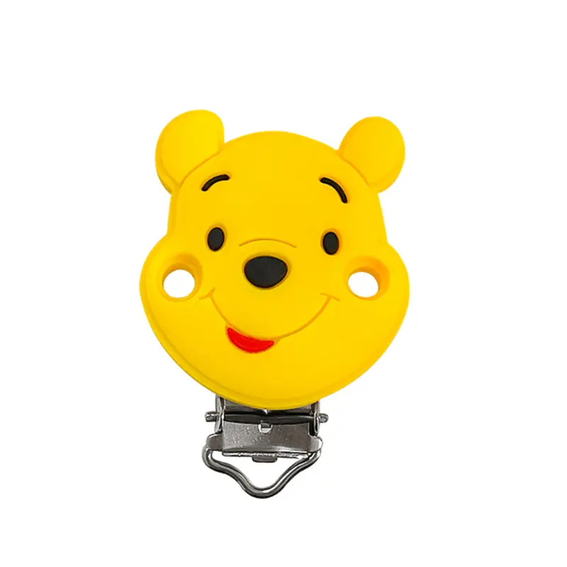 3pcs New Silicone Cartoon Winnie Tigger Clip Food-Grade Chewing Teeth Bead DIY Nipple Chain Jewelry Accessories