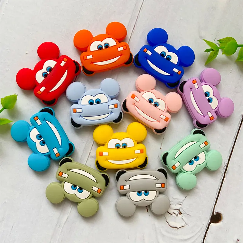 10pcs Silicone Baby Beads Ears Car Beads Teeth Baby Toys DIY Pacifier Chain Necklace Accessories