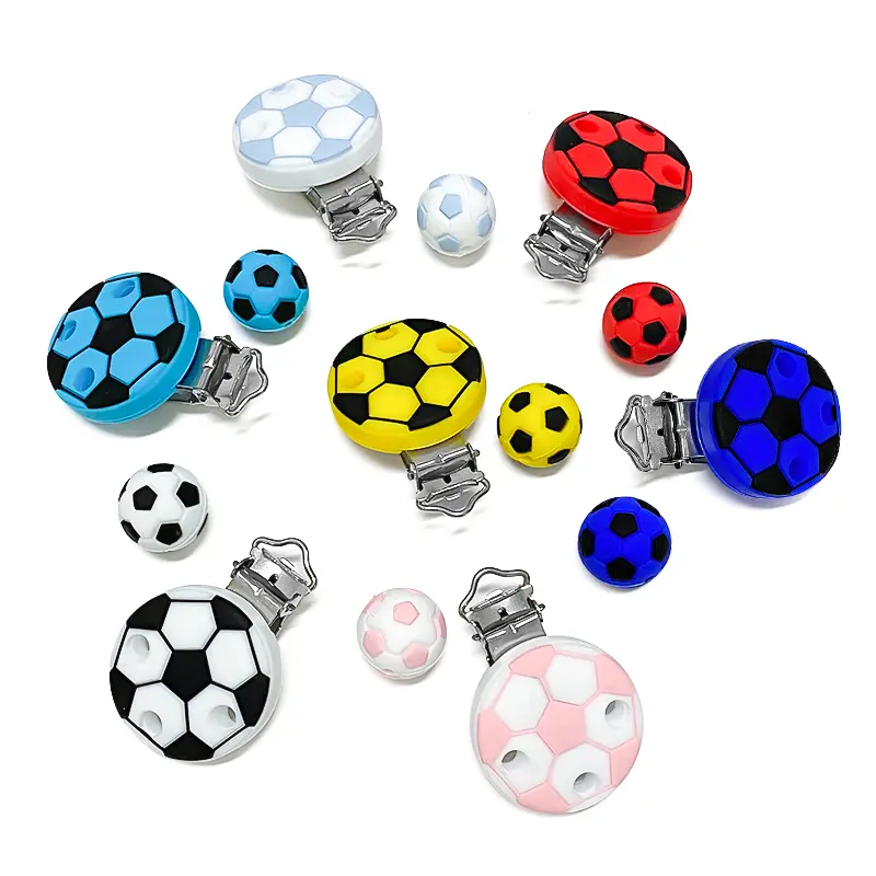 1 set New Baby Silicone Football Beads DIY Baby Cartoon Teething Bracelet DIY Pacifier Chain Accessories Toys