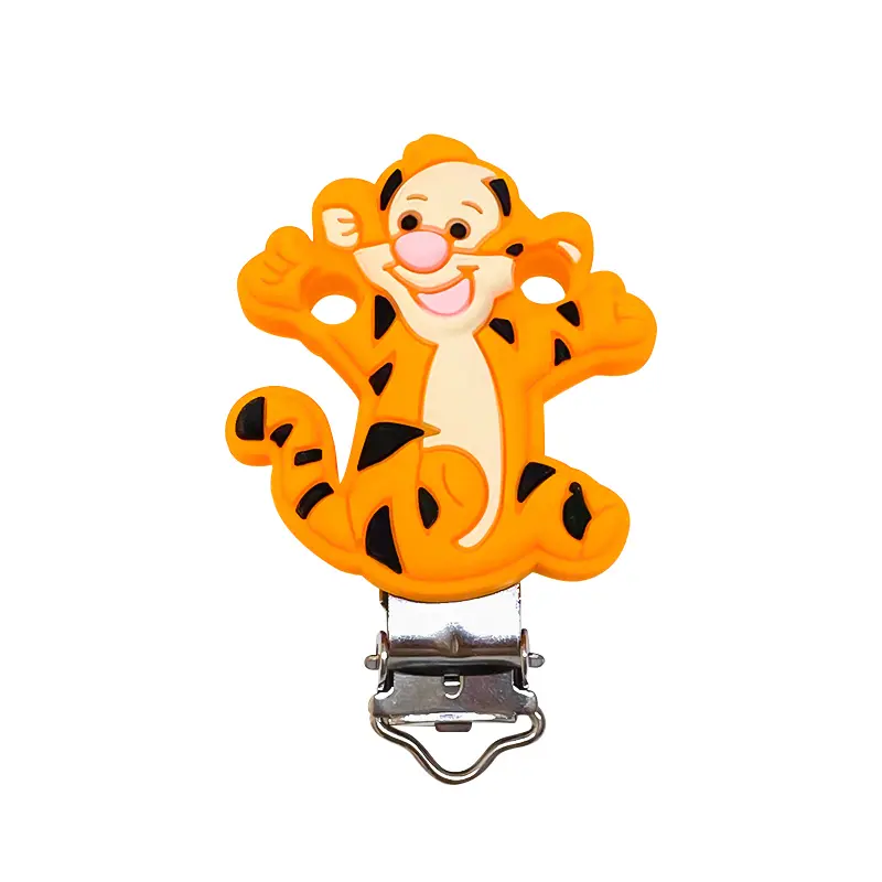 3pcs New Silicone Cartoon Winnie Tigger Clip Food-Grade Chewing Teeth Bead DIY Nipple Chain Jewelry Accessories