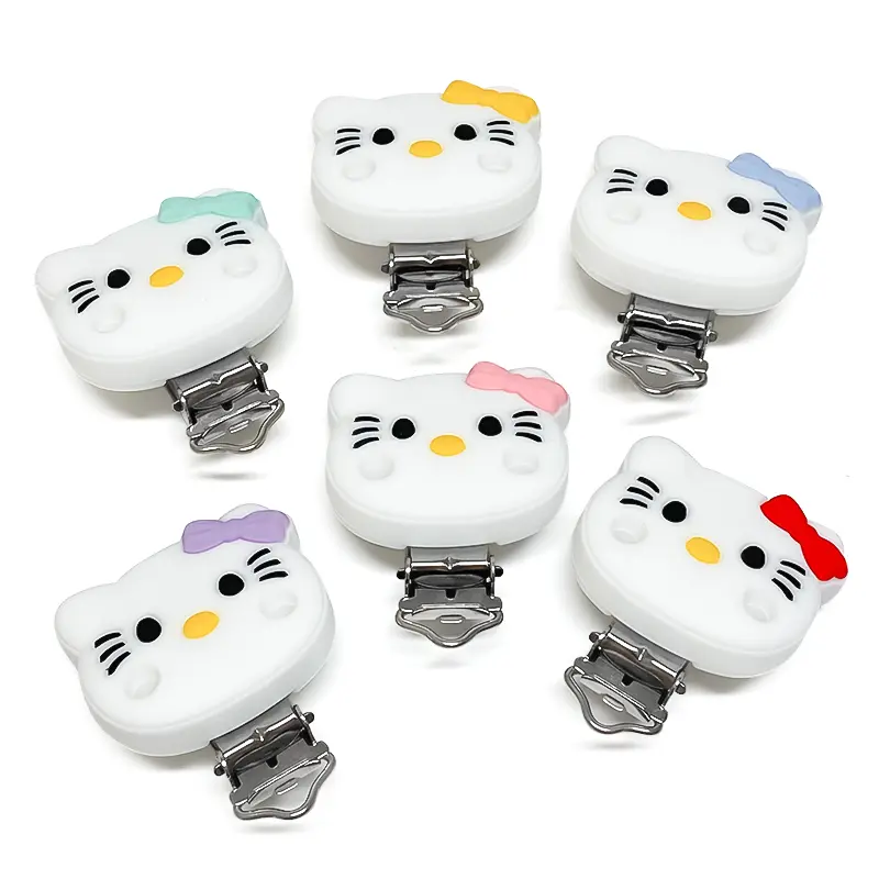 1/3/10pcs Cartoon Silicone Hello Kitty Beads Baby Silicone DIY Nursing Necklace Pacifier Clips Jewelry Accessories