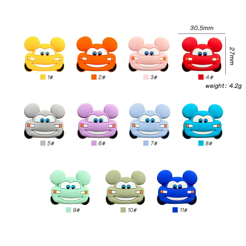 10pcs Silicone Baby Beads Ears Car Beads Teeth Baby Toys DIY Pacifier Chain Necklace Accessories