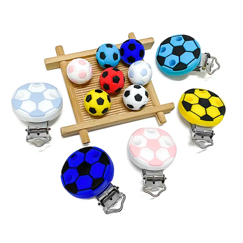 1 set New Baby Silicone Football Beads DIY Baby Cartoon Teething Bracelet DIY Pacifier Chain Accessories Toys