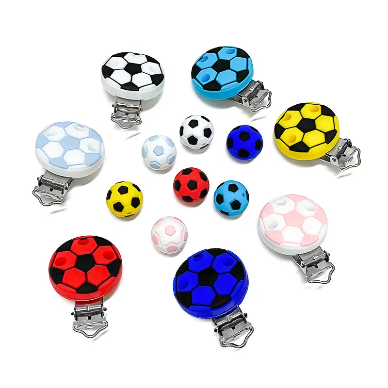 1 set New Baby Silicone Football Beads DIY Baby Cartoon Teething Bracelet DIY Pacifier Chain Accessories Toys