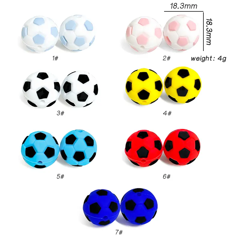 1 set New Baby Silicone Football Beads DIY Baby Cartoon Teething Bracelet DIY Pacifier Chain Accessories Toys