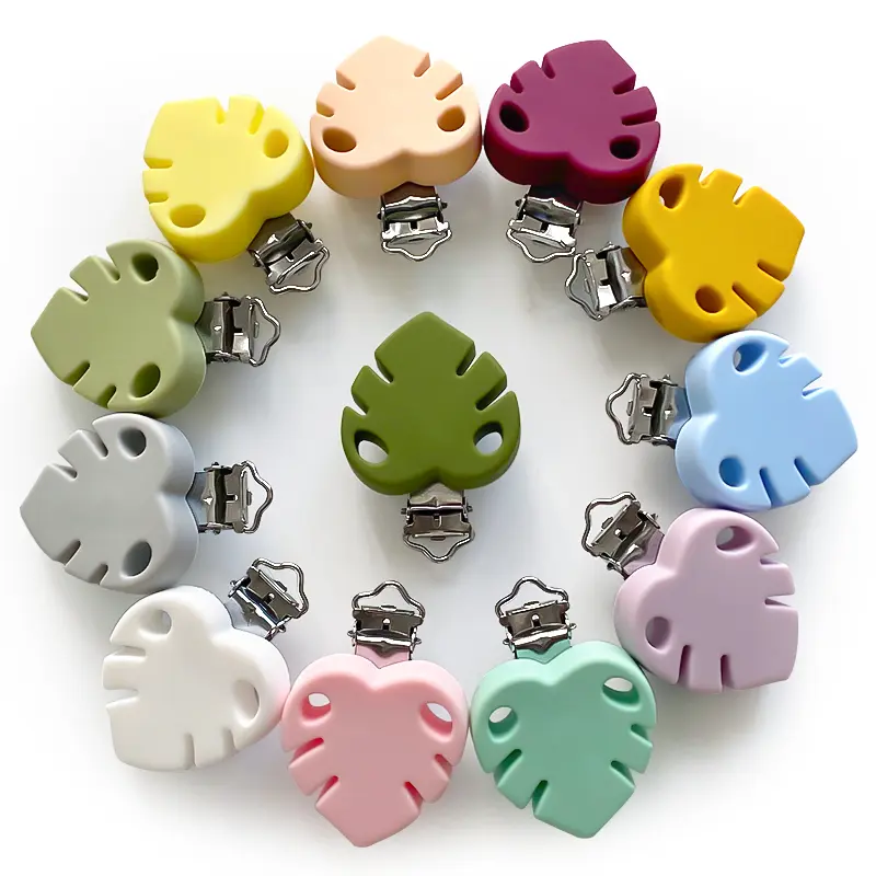 3pcs Silicone Leaf Pacifier Clip Pacifier Chain Holder Soother Nursing Clips BPA Free Pacifier Chain Accessories