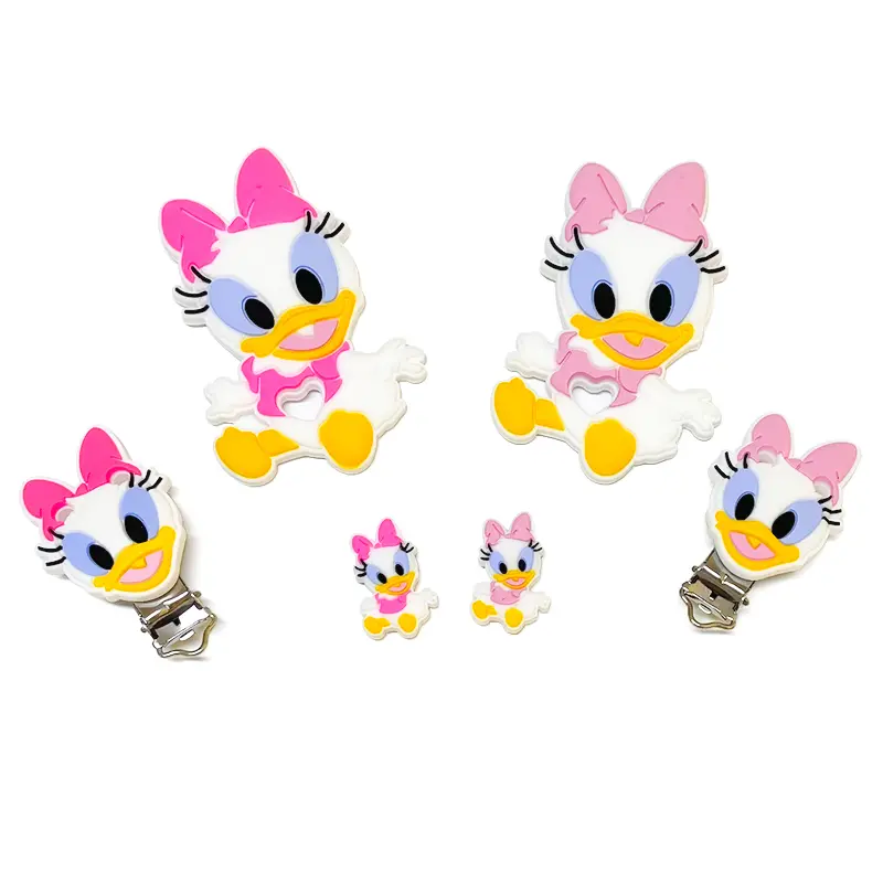 1/3/10pcs Silicone Daisy Donald Baby Pacifier Clips Food Grade Silicone Nipple Holder BPA Free Baby Teething Beads For DIY