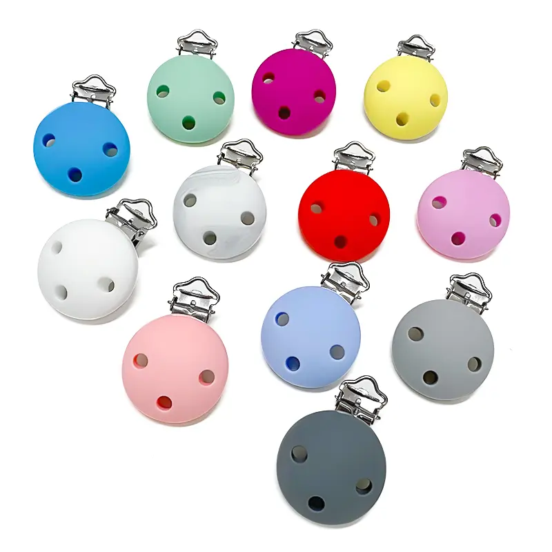 3pcs Silicone Circular Pacifier Clip Pacifier Chain Holder Soother Nursing Clips BPA Free Pacifier Chain Accessories