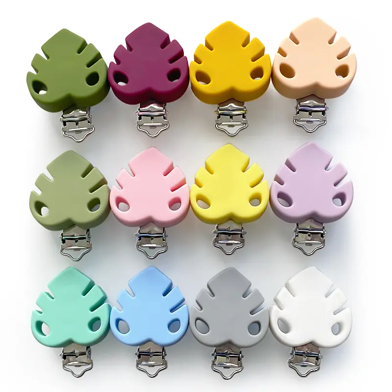 3pcs Silicone Leaf Pacifier Clip Pacifier Chain Holder Soother Nursing Clips BPA Free Pacifier Chain Accessories