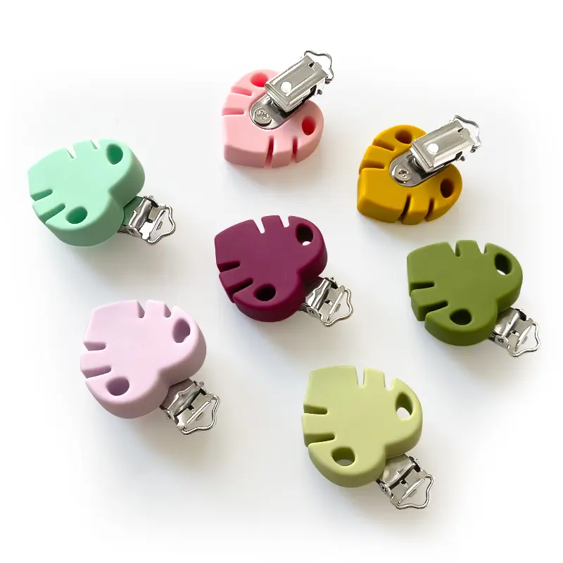 3pcs Silicone Leaf Pacifier Clip Pacifier Chain Holder Soother Nursing Clips BPA Free Pacifier Chain Accessories