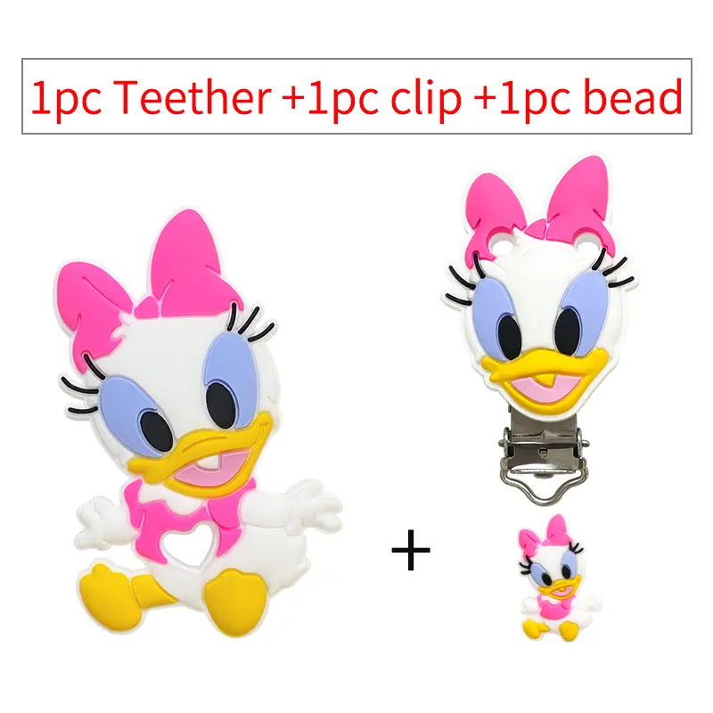 1/3/10pcs Silicone Daisy Donald Baby Pacifier Clips Food Grade Silicone Nipple Holder BPA Free Baby Teething Beads For DIY