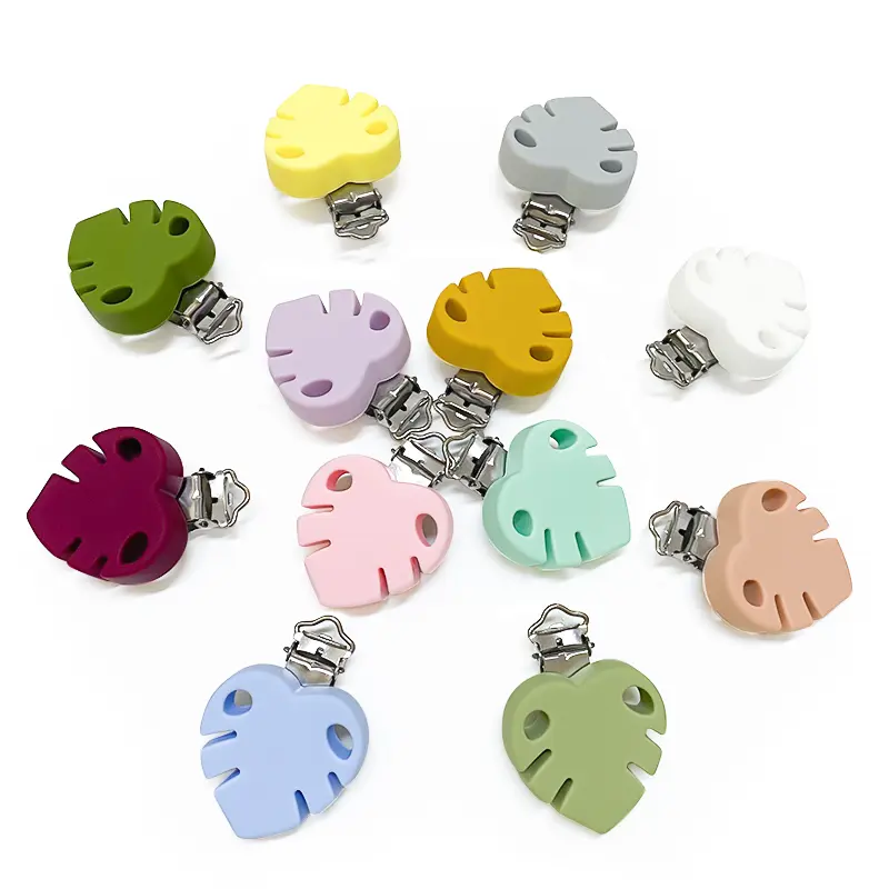 3pcs Silicone Leaf Pacifier Clip Pacifier Chain Holder Soother Nursing Clips BPA Free Pacifier Chain Accessories