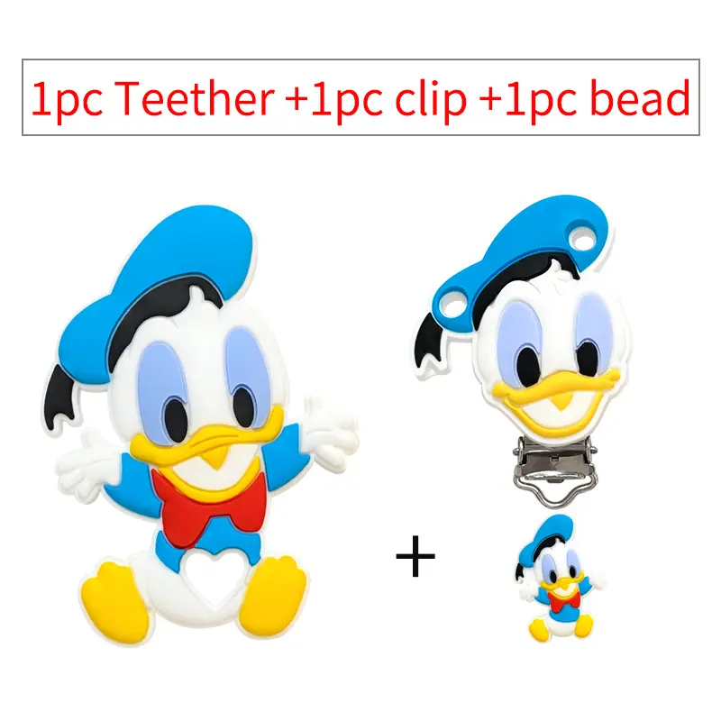 1/3/10pcs Silicone Daisy Donald Baby Pacifier Clips Food Grade Silicone Nipple Holder BPA Free Baby Teething Beads For DIY