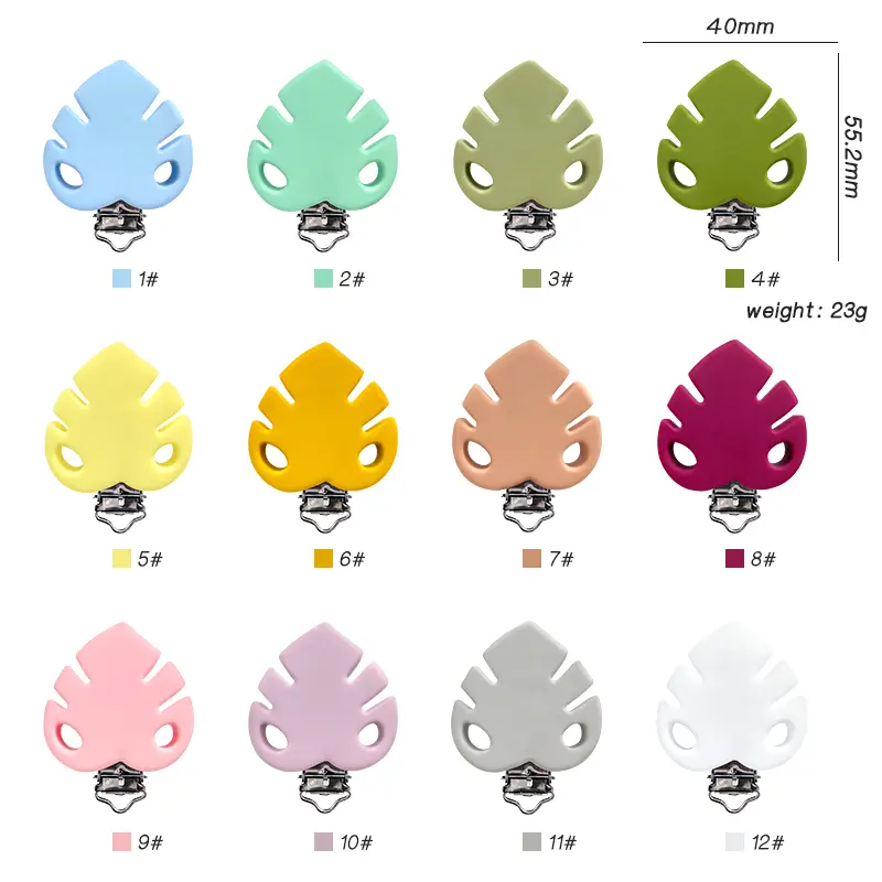 3pcs Silicone Leaf Pacifier Clip Pacifier Chain Holder Soother Nursing Clips BPA Free Pacifier Chain Accessories