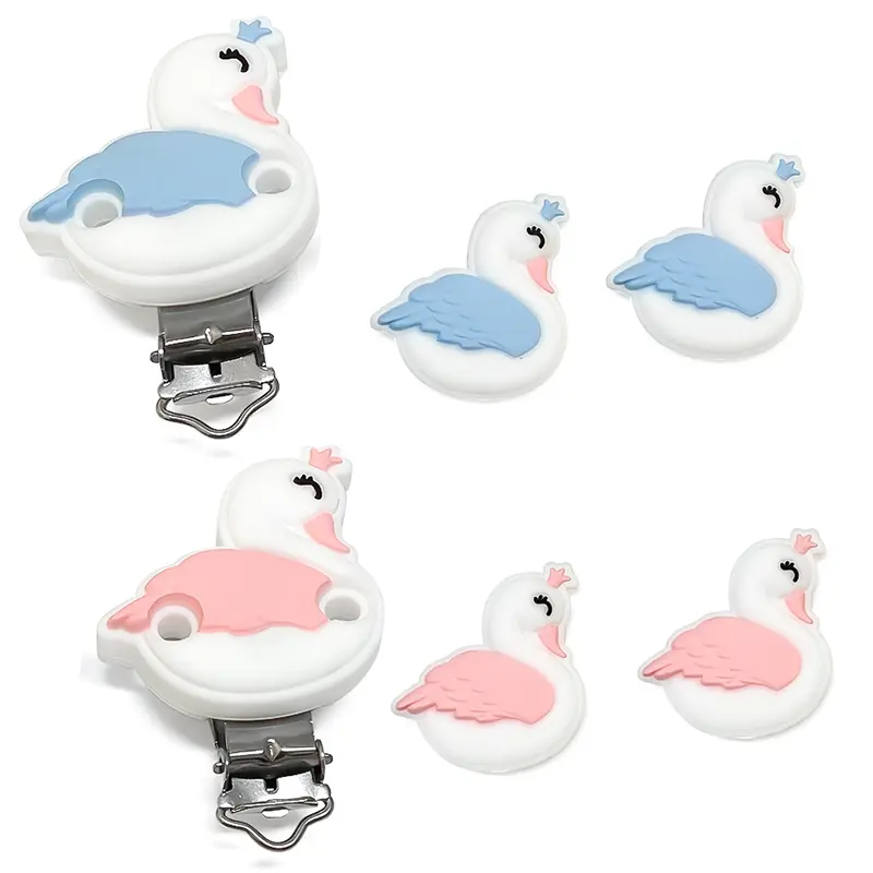 1/3/10pcs Silicone New Swan Beads Teether Food-Grade Chewing Teeth Bead DIY Nipple Chain Jewelry Accessories