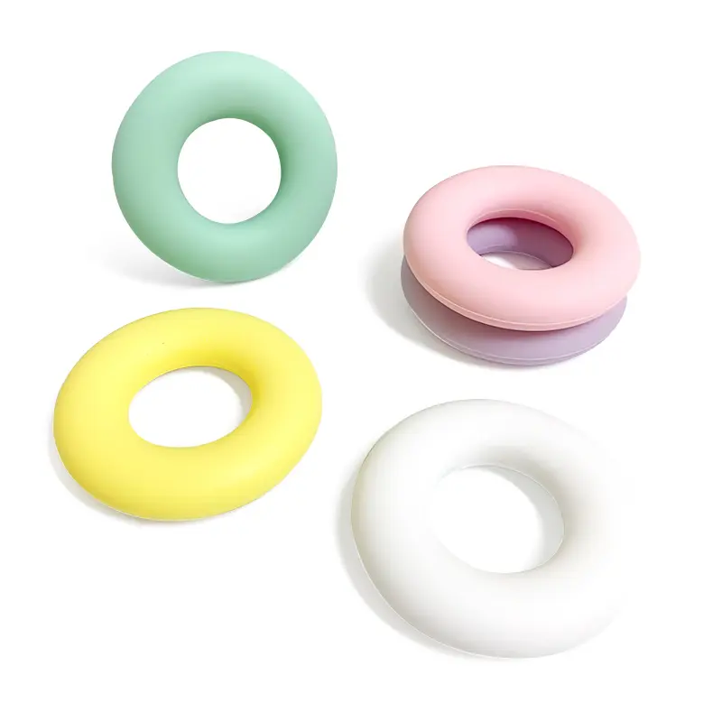 10pcs Silicone Doughnut Food Grade Teether DIY Nursing Jewelry Sensory Chewing Toy Accessories