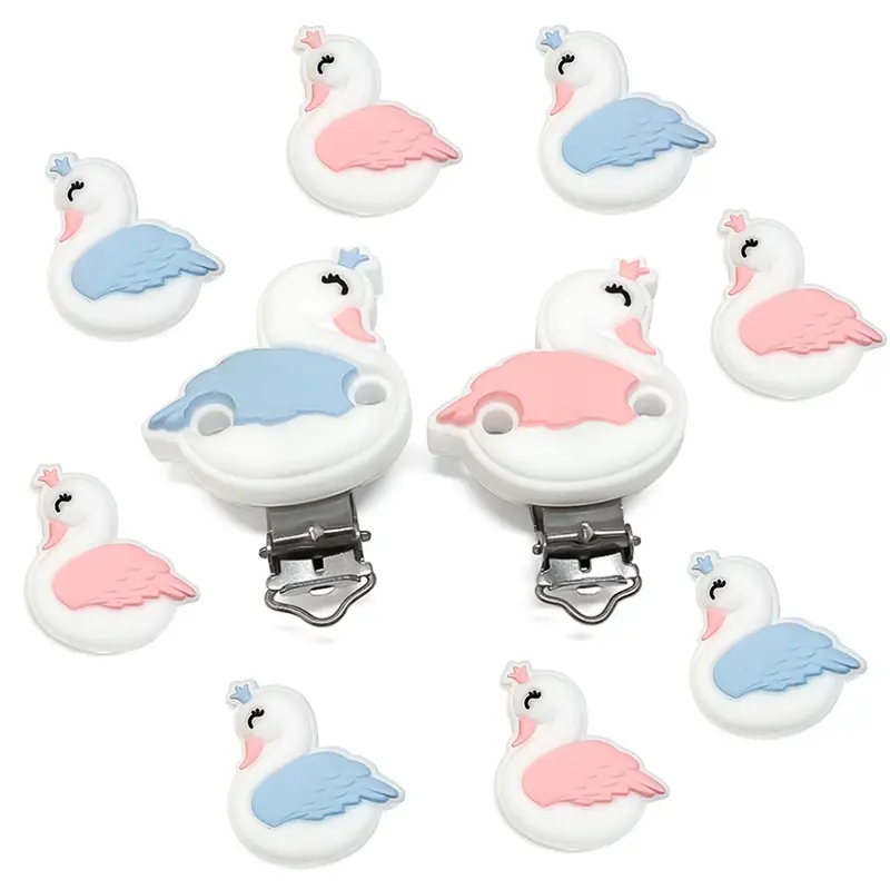 1/3/10pcs Silicone New Swan Beads Teether Food-Grade Chewing Teeth Bead DIY Nipple Chain Jewelry Accessories