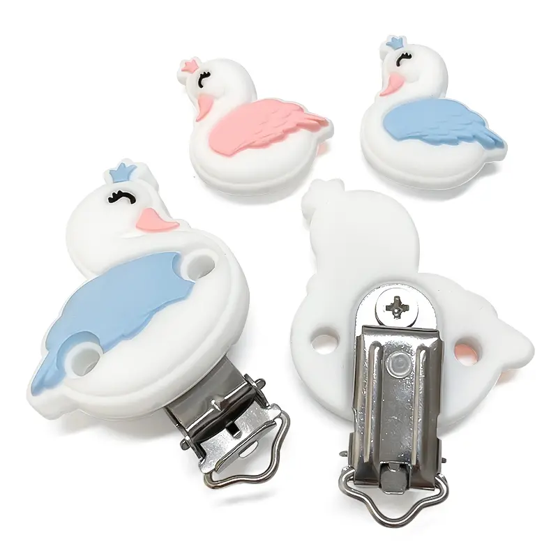 1/3/10pcs Silicone New Swan Beads Teether Food-Grade Chewing Teeth Bead DIY Nipple Chain Jewelry Accessories