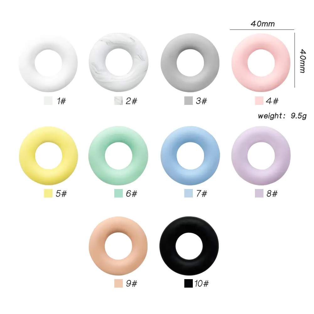 10pcs Silicone Doughnut Food Grade Teether DIY Nursing Jewelry Sensory Chewing Toy Accessories