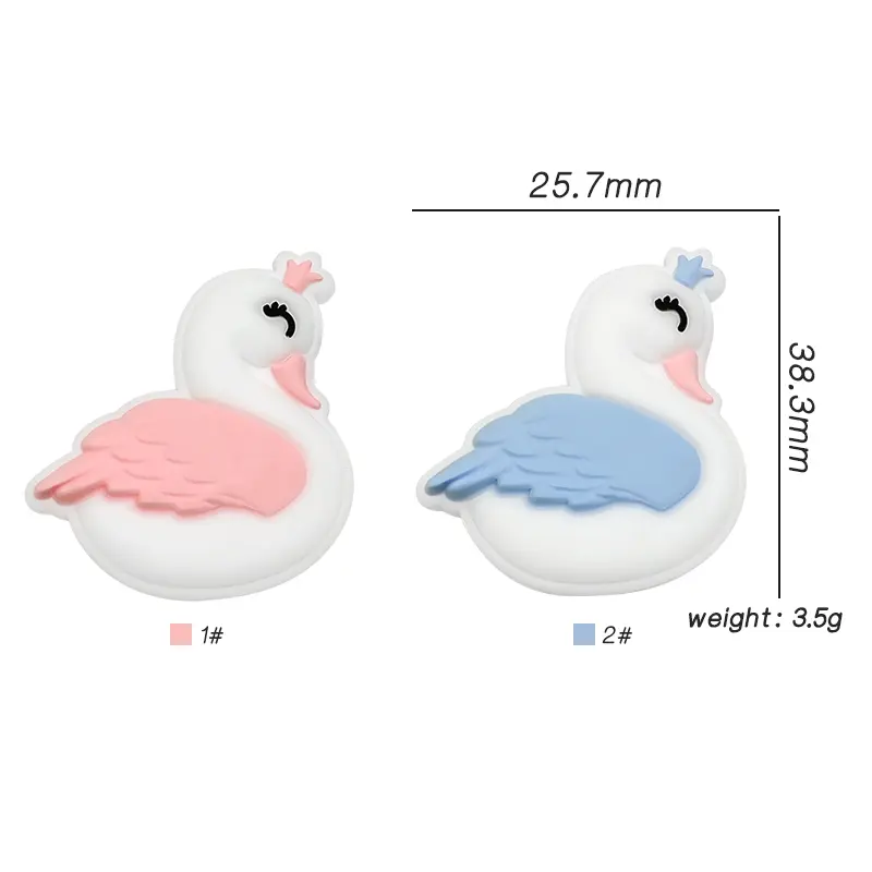 1/3/10pcs Silicone New Swan Beads Teether Food-Grade Chewing Teeth Bead DIY Nipple Chain Jewelry Accessories