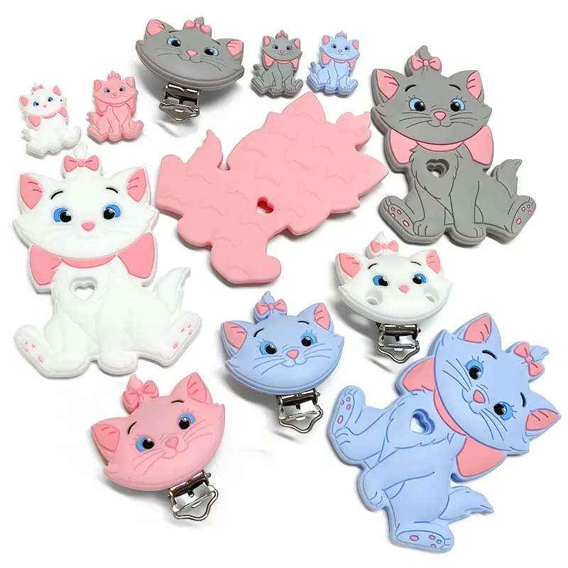 1/3/10pcs Disney Silicone Marie Cat Silicone Pacifier clip Molar Bead DIY Pacifier Chain Jewelry Accessories