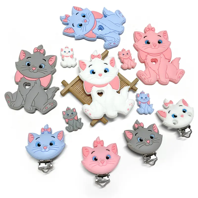 1/3/10pcs Disney Silicone Marie Cat Silicone Pacifier clip Molar Bead DIY Pacifier Chain Jewelry Accessories