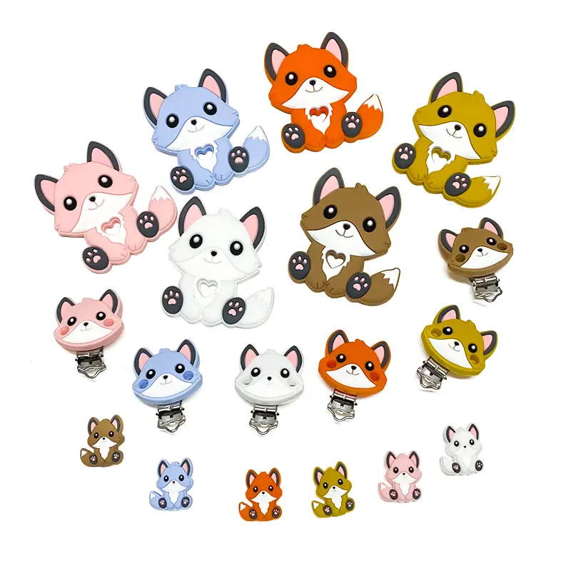 1/3/10pcs New Silicone Teether Cartoon  Squirrel Head Animal Food Grade DIY Baby Teething Teether Toy Accessories Ring