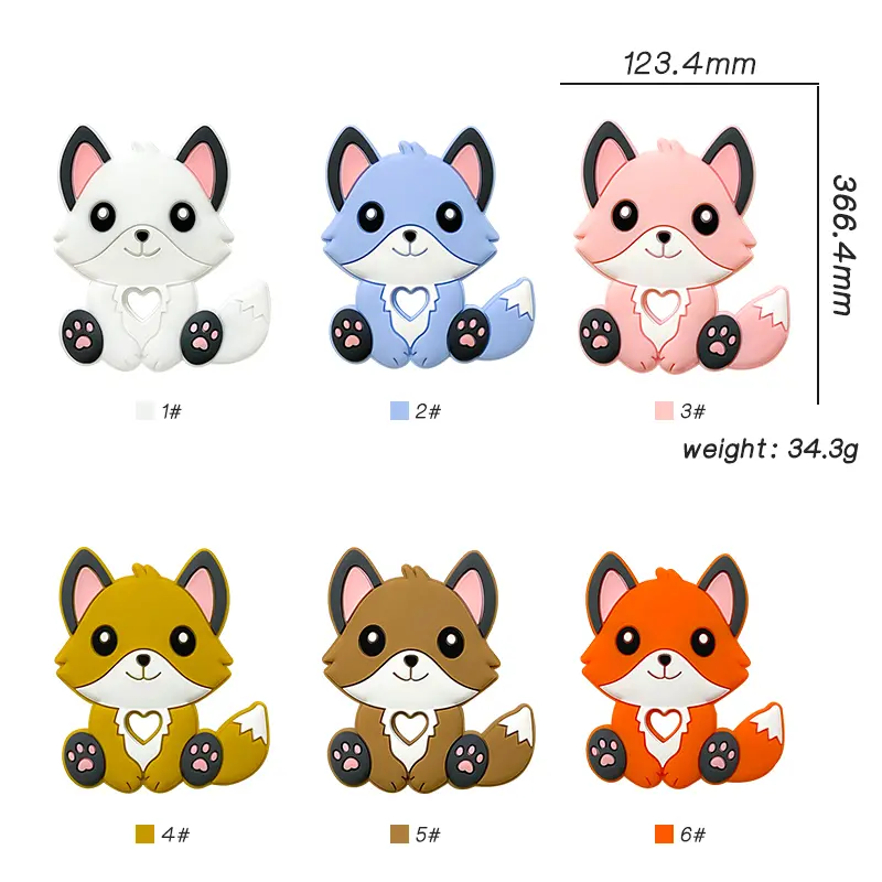 1/3/10pcs New Silicone Teether Cartoon  Squirrel Head Animal Food Grade DIY Baby Teething Teether Toy Accessories Ring