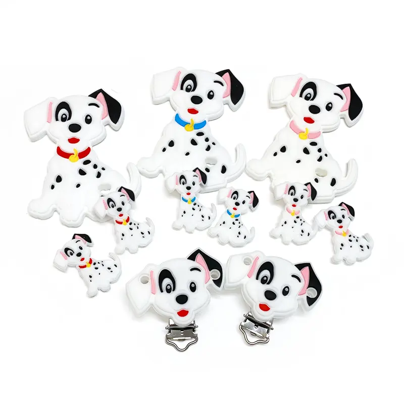 1/3/10pcs Dalmatians Silicone Baby Figure Teether Pendant DIY Nursing Necklace Pacifier Clips Jewelry Accessories