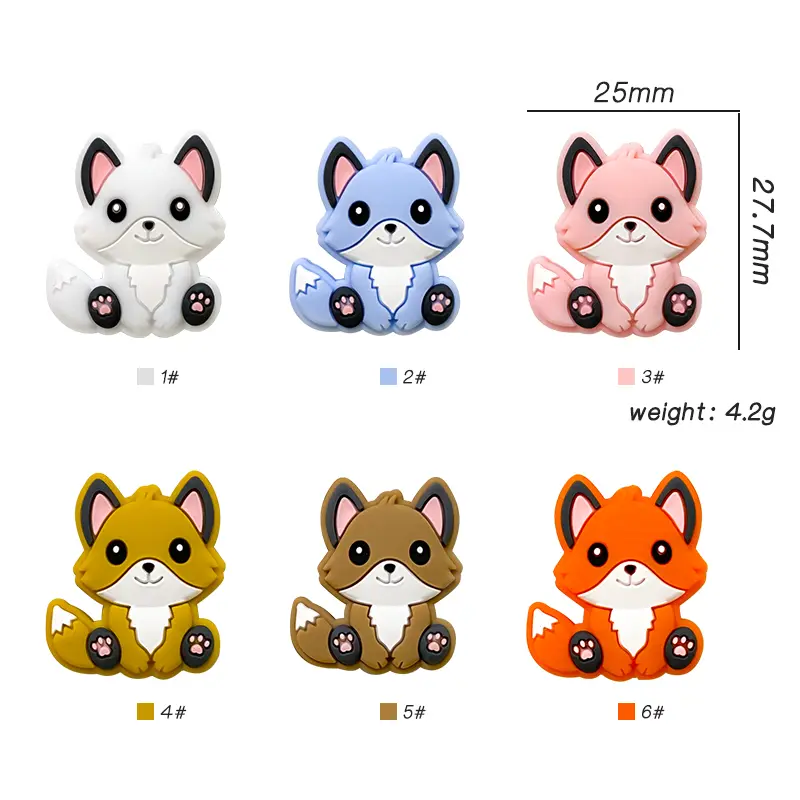 1/3/10pcs New Silicone Teether Cartoon  Squirrel Head Animal Food Grade DIY Baby Teething Teether Toy Accessories Ring