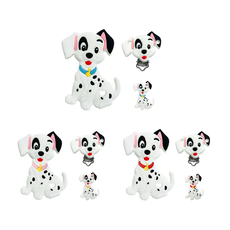 1/3/10pcs Dalmatians Silicone Baby Figure Teether Pendant DIY Nursing Necklace Pacifier Clips Jewelry Accessories