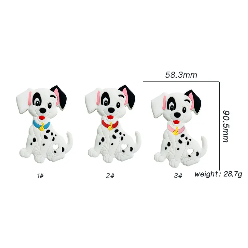 1/3/10pcs Dalmatians Silicone Baby Figure Teether Pendant DIY Nursing Necklace Pacifier Clips Jewelry Accessories