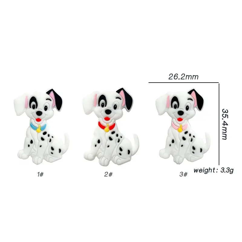 1/3/10pcs Dalmatians Silicone Baby Figure Teether Pendant DIY Nursing Necklace Pacifier Clips Jewelry Accessories