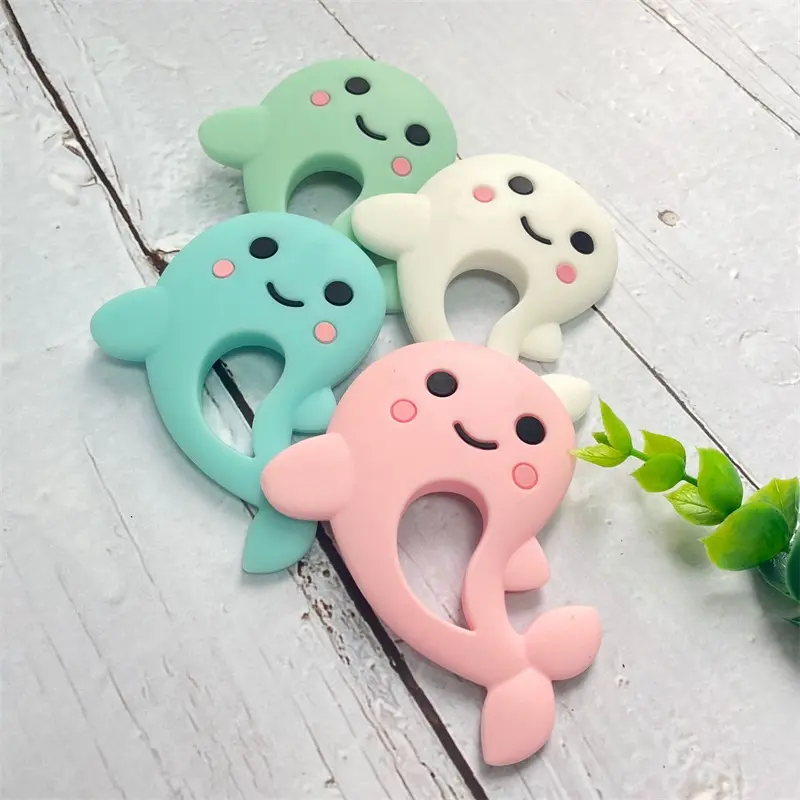 1pcs Silicone Dinosaur Teether Cartoon Animal Rodent Teeth Necklace Food Grade Baby Chew Toy
