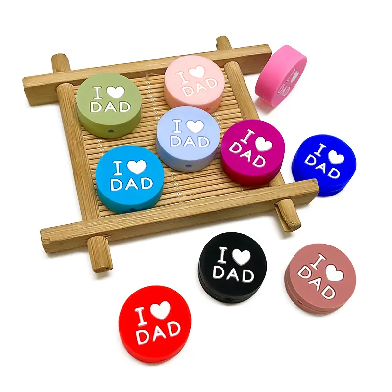 10pcs Love DAD Silicone Beads Kids Teething Toddler Toys Food Grade Silicone Teethers DIY Pacifier Toy Accessories