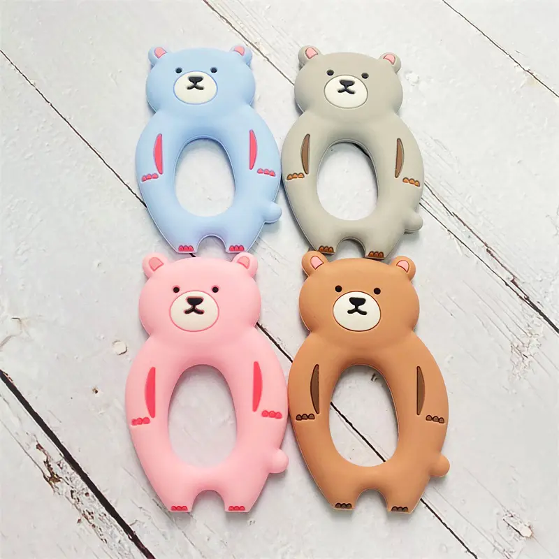 1pcs Silicone Dinosaur Teether Cartoon Animal Rodent Teeth Necklace Food Grade Baby Chew Toy