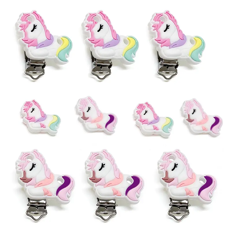 1/3/10pcs Silicone New Unicorn Beads Teether Food-Grade Chewing Teeth Bead DIY Nipple Chain Jewelry Accessories