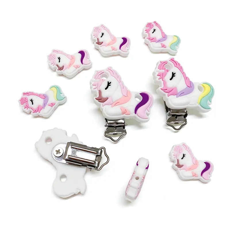 1/3/10pcs Silicone New Unicorn Beads Teether Food-Grade Chewing Teeth Bead DIY Nipple Chain Jewelry Accessories