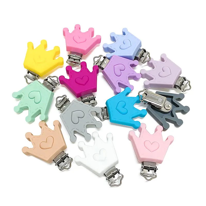 3pcs Silicone Crown Pacifier Clip Pacifier Chain Holder Soother Nursing Clips BPA Free Pacifier Chain Accessories