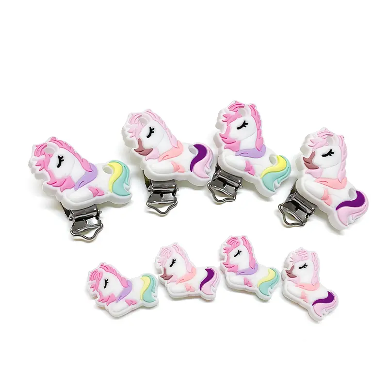 1/3/10pcs Silicone New Unicorn Beads Teether Food-Grade Chewing Teeth Bead DIY Nipple Chain Jewelry Accessories
