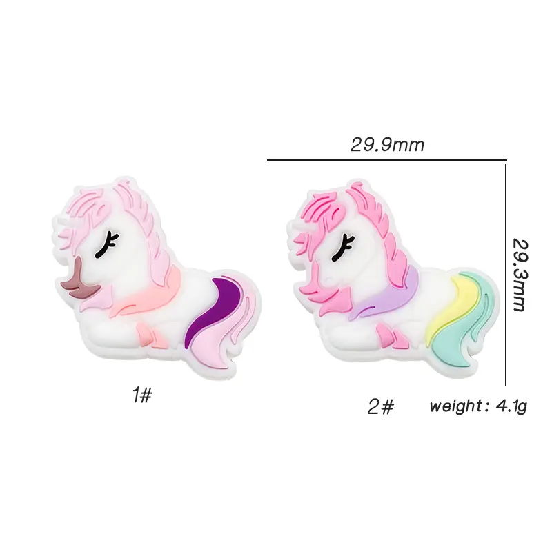 1/3/10pcs Silicone New Unicorn Beads Teether Food-Grade Chewing Teeth Bead DIY Nipple Chain Jewelry Accessories
