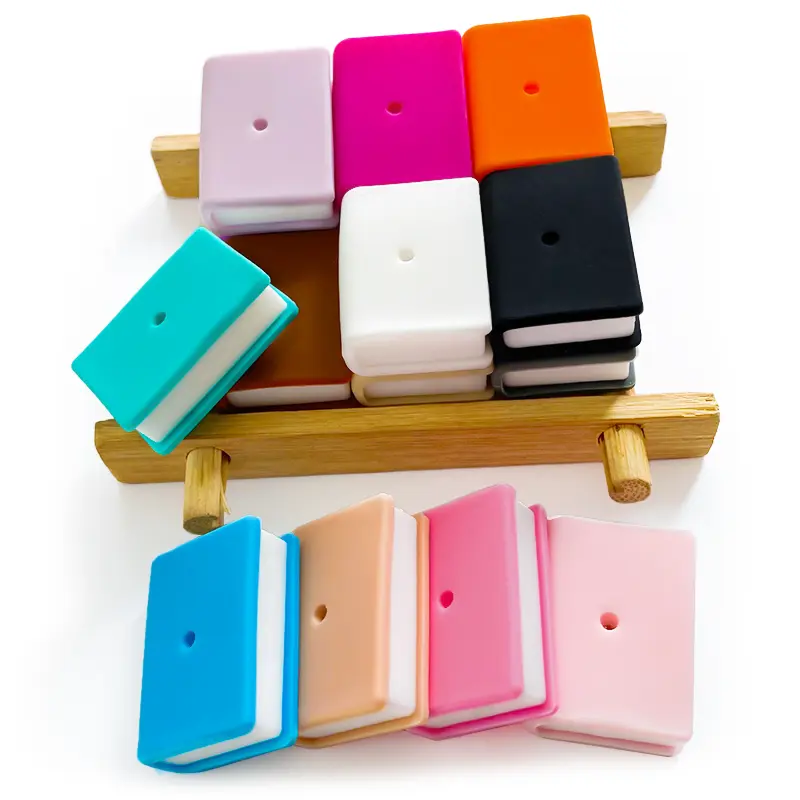 10pcs New style Silicone Stacked books Focal Beads Jewelry Baby Molar Toy For Pen Making Bracelets Handmade Accessories