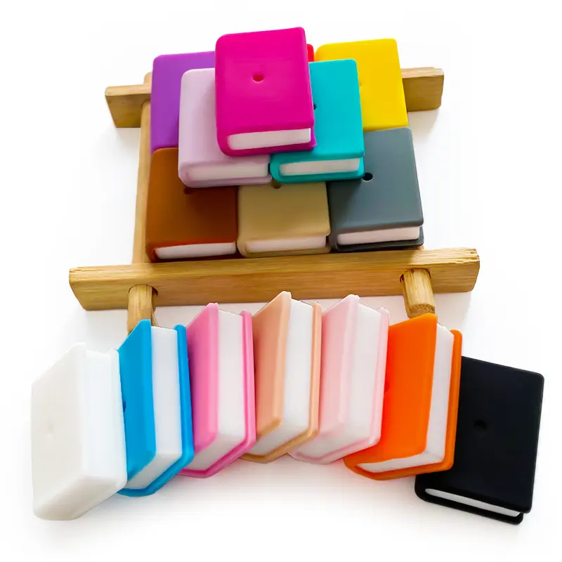 10pcs New style Silicone Stacked books Focal Beads Jewelry Baby Molar Toy For Pen Making Bracelets Handmade Accessories