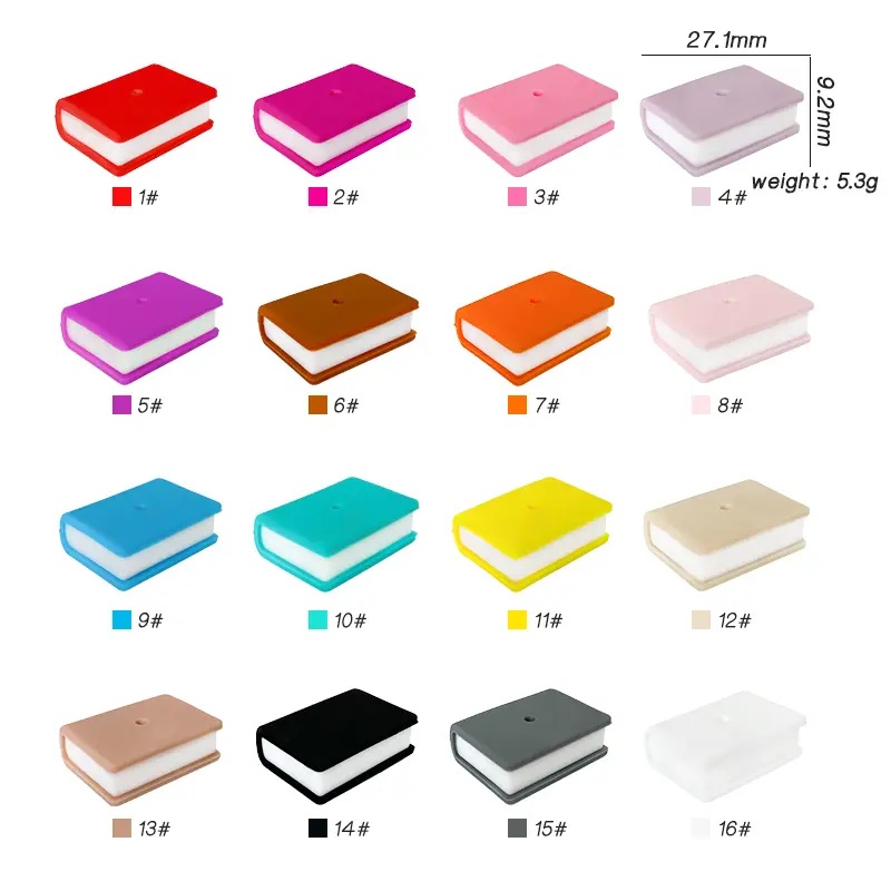 10pcs New style Silicone Stacked books Focal Beads Jewelry Baby Molar Toy For Pen Making Bracelets Handmade Accessories